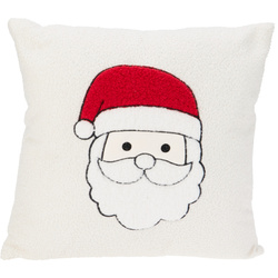 Pernă decorativă, model de sărbătoare, albă 44 x 44 cm, Moș Crăciun