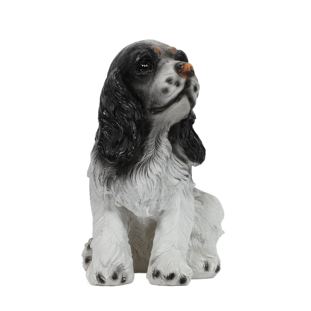 Figurina de gradina a unui caine spaniel, inaltime 27 cm, din piatra artificiala