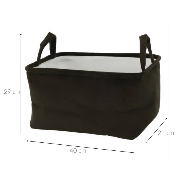 Coș de depozitare cu mânere, din poliester, 40 x 29 x 22 cm