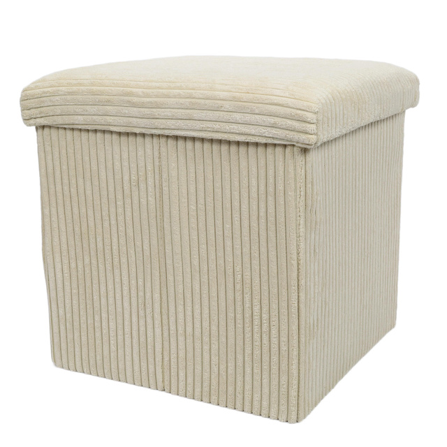 Taburet din velur-cord cu spațiu de depozitare TOBO, 38 x 38 x 38 cm