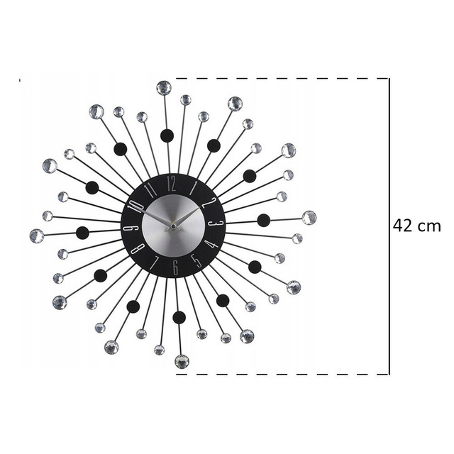 Ceas de perete STONES, rotund - Ø43 cm, argintiu