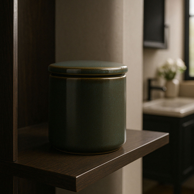 Recipient pentru discuri demachiante GREEN HARMONY, Ø 10 cm, ceramică, verde