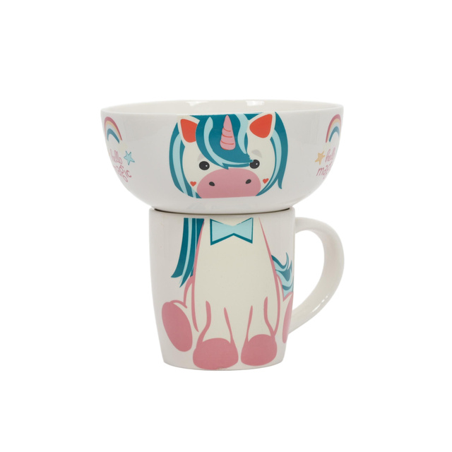 Set cadou pentru copii: bol și cană din porțelan, 600 ml + 360 ml