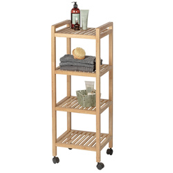 Raft pentru baie pe roti NORVEGIA cu patru rafturi, lemn de nuc, 31x35x97 cm, Wenko