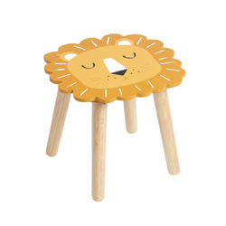 Scaunel din lemn pentru copii SAFARI cu motiv de animale, 28 cm, leu