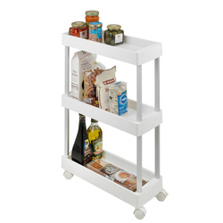 Polita etajera multifunctionala cu roti 3 rafturi MINO, Alb, WENKO