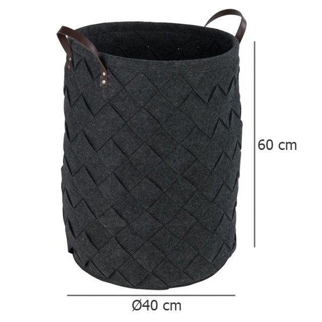 Coș rotund pentru rufe TROVO, antracit, WENKO