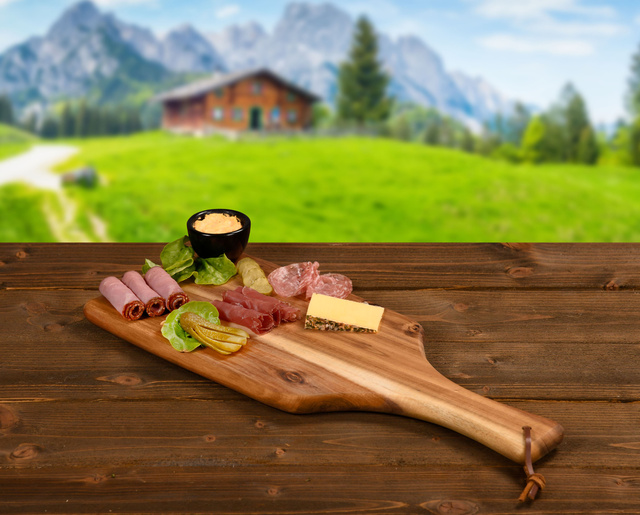 Tăviță de servire și tăiere, lemn de acacia