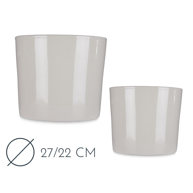 Ghivece ceramice de flori MINIMAL, 2 bucati, Ø 22 cm si Ø 27 cm