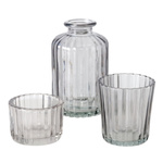 Set decor din sticlă TOLKA, sfeșnice și vază, 10 cm