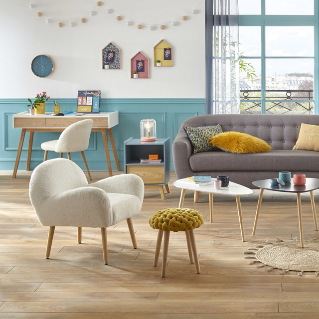 Taburet COSY cu sezut in carouri, 43 cm