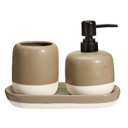 Dispenser pentru săpun și suport pentru periuțe de dinți pe suport ceramic THE PASTELS, taupe