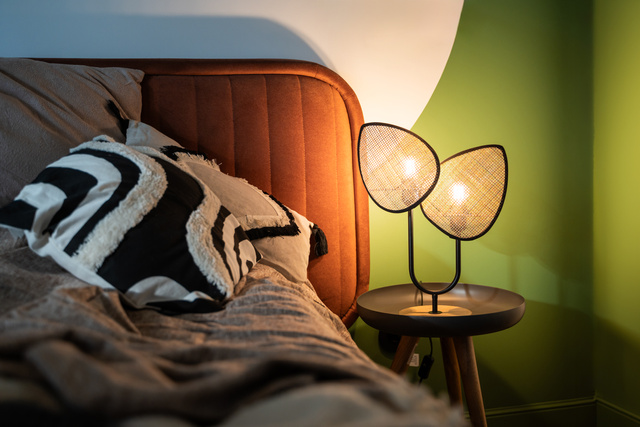 Lampă decorativă OLME, împletitură de rattan, înălțime 44 cm