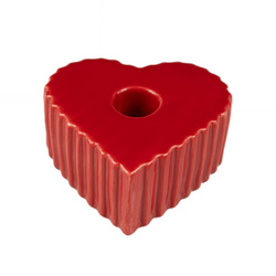 Suport de lumanare din ceramica in forma de inima Anima, pentru lumanare lunga, 4 x 9 cm