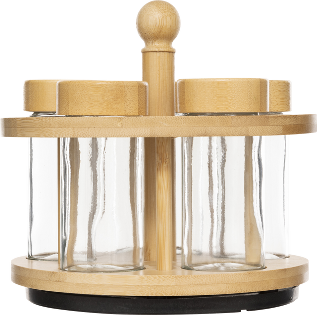 Recipient rotativ pentru condimente COZY, 4 borcane din sticlă