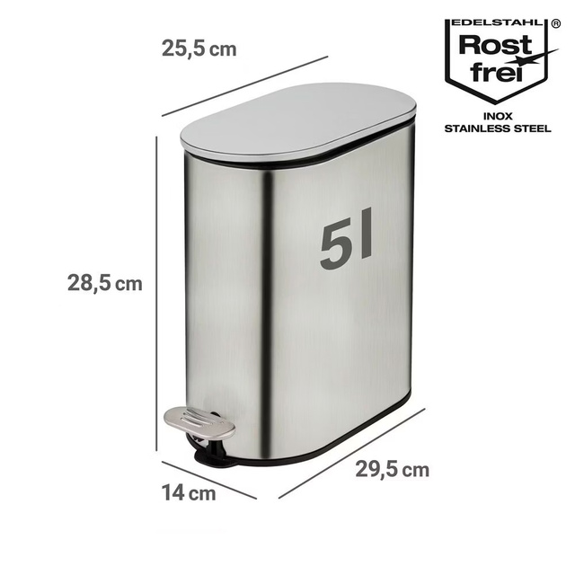 Coș de baie îngust COLLUNGO, 5 litri