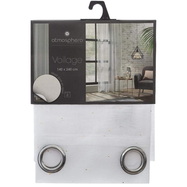 Perdea sufragerie, imprimeu cu buline, 140 x 240 cm