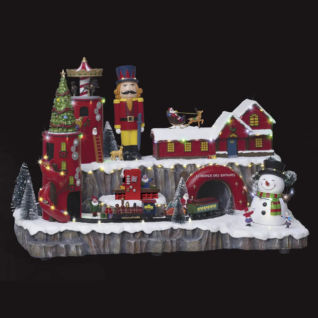 Sat de Crăciun, scenă de Crăciun cu fabrica de cadouri