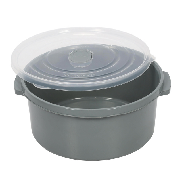 Containere pentru alimente pentru microunde, rotunde, 3 dimensiuni diferite, gri