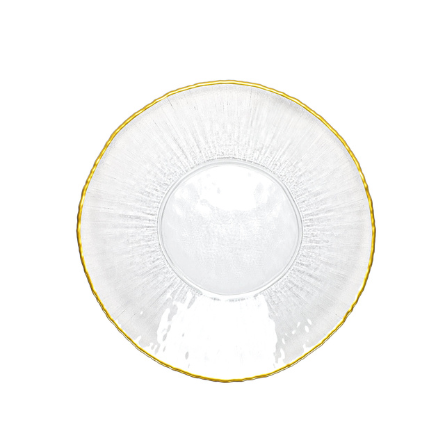 Farfurie plată din sticlă cu margine aurie DATURA, 32 cm