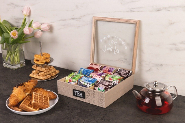 Cutie de ceai din lemn, cutie pentru ceai, 9 compartimente, ZELLER