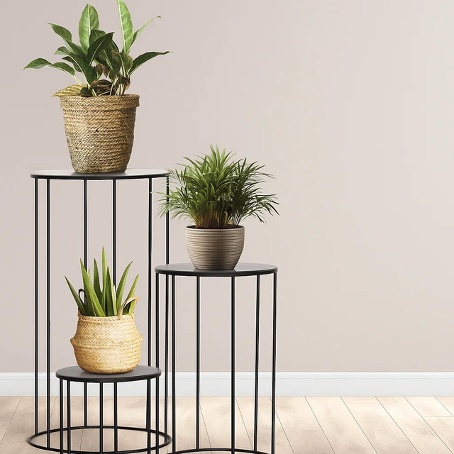Suporturi rotunde din metal pentru flori în stil loft LOCUS, set de 3 suporturi pentru plante