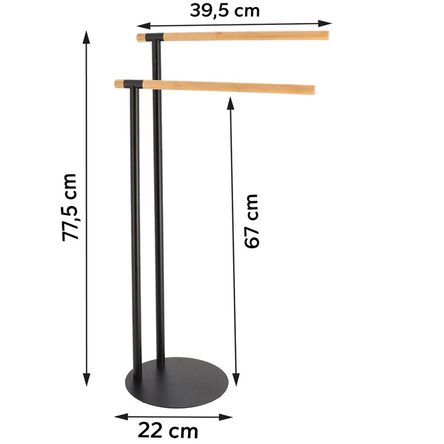 Suport pentru prosoape cu două brațe MAT, 77,5 x 39,5 x 22 cm