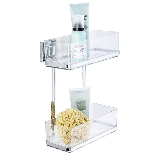 Raft baie cu 2 niveluri QUADRO, Transparent, 32,5x25,5x14 cm, WENKO