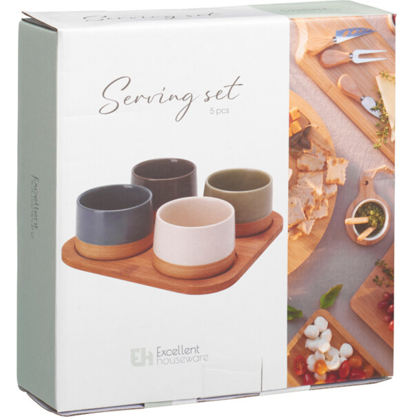 Boluri pentru gustări VOYO, 4 bucăți pe un platou din bambus