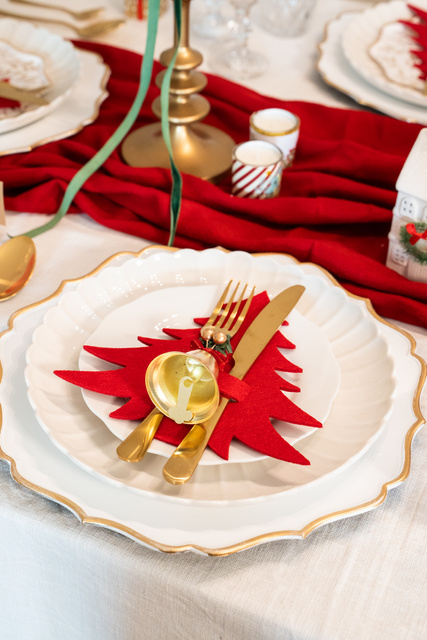 Suporturi pentru tacamuri Brazi de Craciun, 4 bucati