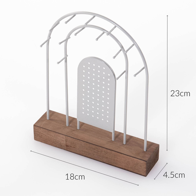 Suport de bijuterii metalic, baza din lemn, 18 x 4,5 cm