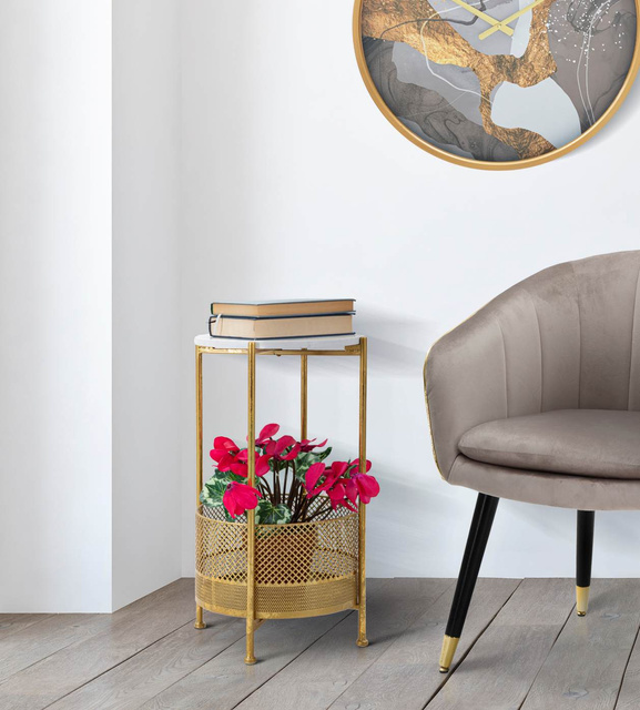 Masuta de cafea cu cos, rama aurie, 35 cm