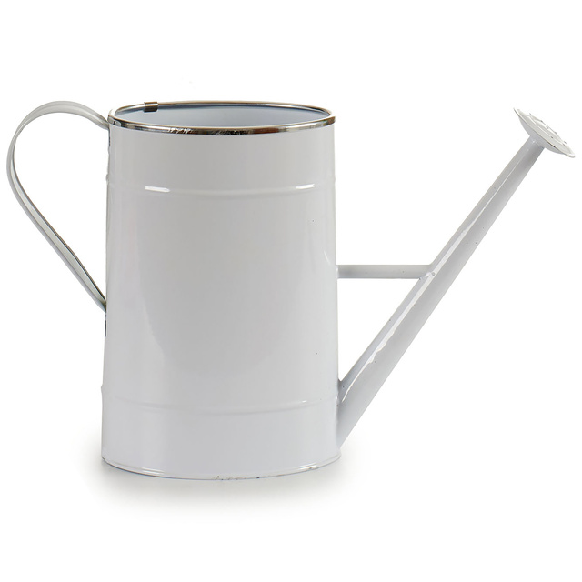 Ghiveci sub forma de stropitoare, metal, alb, inaltime 24 cm