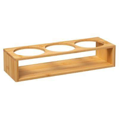 Set 3 recipiente din sticla cu capac si baza din bambus, 3 x 470 ml