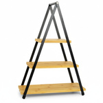 Pateră cu trei niveluri, cu rafturi din lemn, 53 cm