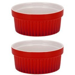 Boluri ceramice colorate, forme multifuncționale 260 ml - 2 buc., roșu