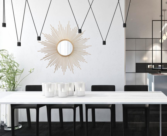 Oglindă decorativă de perete GOLD SUN Ø 100 cm