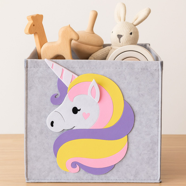 Cutie de jucării din fetru MOLKI, 30 x 30 x 30 cm