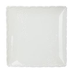 O farfurie patrata 21 x 21 cm, cu finisaj decorativ
