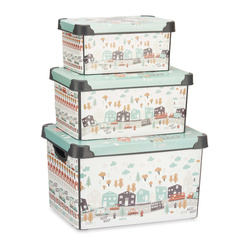 Set de cutii pentru jucării cu capace WELCOME, 3 bucăți