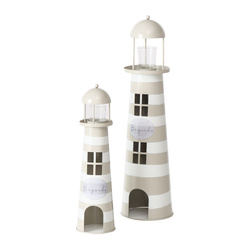 Un set de decoratiuni metalice in forma de faruri SANDS, inaltime 40-57 cm