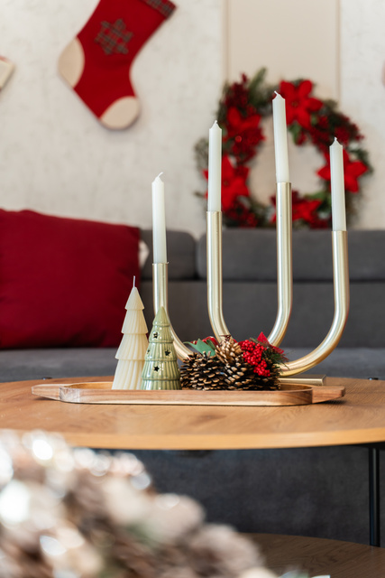 Brad din portelan cu iluminare LED, stele, 14 cm