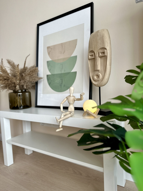 Mască din lemn SAFARI, motiv etnic, maro natural, înălțime 46,5 cm