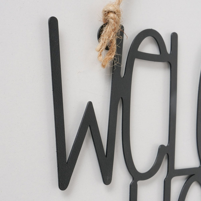 Inscripție metalica Welcome Home, negru, 26,5 x 18 cm