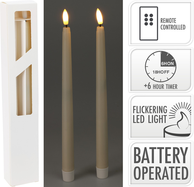 Lumânări de masă din ceară cu LED, 27 cm