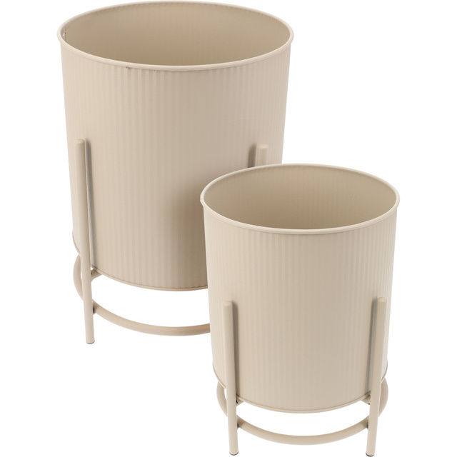 Capace metalice pentru ghivece OMEE, 2 bucăți, Ø 17 + Ø 20 cm, nisipiu