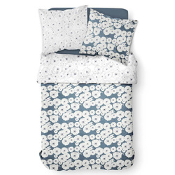 Lenjerie de pat din bumbac Poppies Draw, reversibila, 220 x 240 cm
