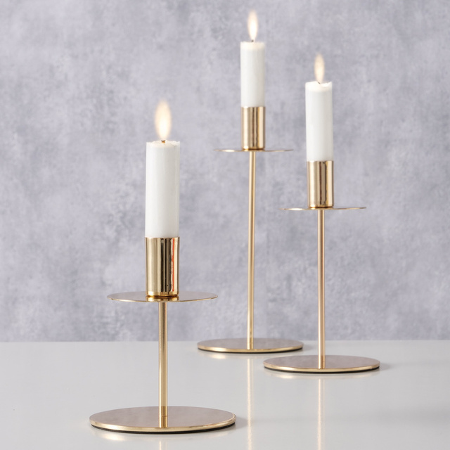 Sfeșnice PHOENIX din metal auriu, înălțime 13-23 cm