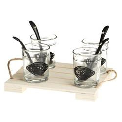 Set pentru un aperitiv pentru 4 persoane pe baza de lemn, 9 elemente