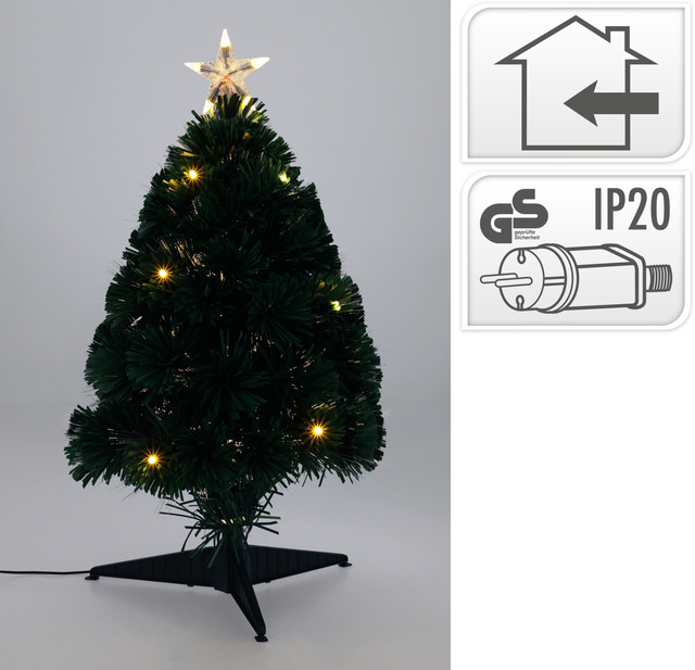 Brad decorativ din fibre optice, 60 cm